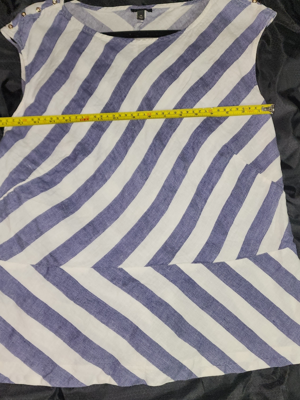 Talbots Blue and White Striped Cap-Sleeve Top